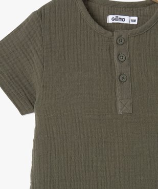 Ensemble short + tee-shirt en gaze de coton bébé garçon vue2 - GEMO(BEBE DEBT) - GEMO