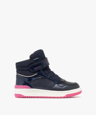 Baskets fille mid-cut à scratch avec détails vernis et pailletés - Geox vue1 - GEOX - GEMO