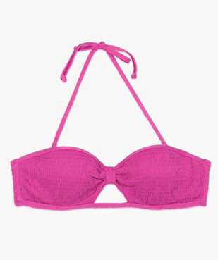 Haut de maillot de bain femme forme bandeau en maille gaufrée vue4 - GEMO (PLAGE) - GEMO