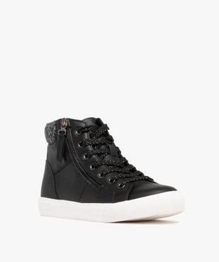 Baskets femme montantes avec col en maille à lacets et zip fantaisie  vue2 - FOLLOW ME - GEMO