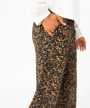 Pantalon large imprimé en maille texturée femme vue2 - GEMO(FEMME PAP) - GEMO