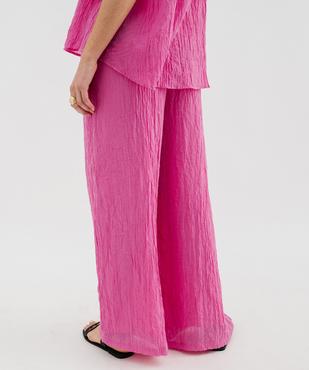 Pantalon large et fluide en fin tissu froissé femme vue3 - GEMO(FEMME PAP) - GEMO