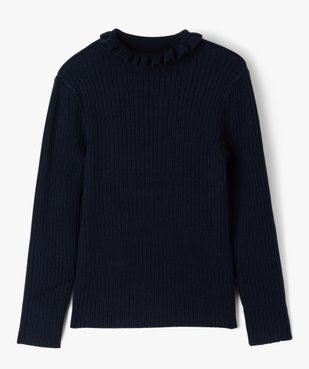 Pull en maille côtelée avec col montant froncé fille vue2 - GEMO (ENFANT) - GEMO