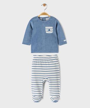 Pyjama 2 pièces en velours bébé garçon - LuluCastagnette vue1 - LULU CASTAGNETTE G4G D - GEMO