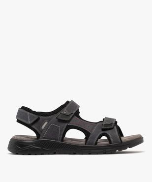 Sandales confort en cuir fermeture 3 scratchs homme vue1 - G'FLEX - GEMO