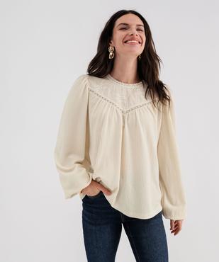 Blouse ample et extensible avec plastron brodé femme vue4 - GEMO 4G FEMME - GEMO