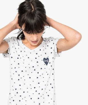 Chemise de nuit imprimée à manches courtes femme vue2 - GEMO 4G FEMME - GEMO