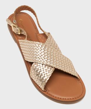 Sandales en cuir à larges brides tressées femme - LuluCastagnette vue6 - LULUCASTAGNETTE - GEMO