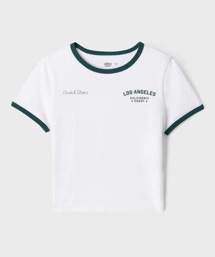 Tee-shirt manches courtes à message fille vue1 - GEMO 4G FILLE - GEMO