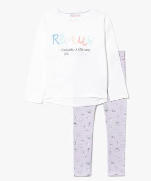 Pyjama 2 pièces avec inscriptions pailletées et motifs coquillages vue1 - GEMO (ENFANT) - GEMO