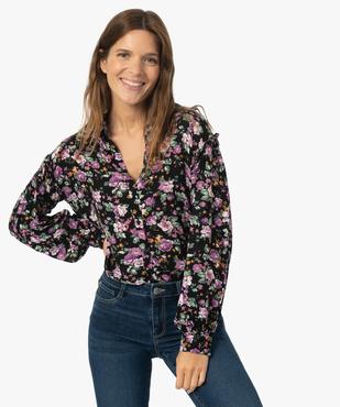 Chemise femme en crêpe avec empiècements froncés aux épaules vue1 - GEMO(FEMME PAP) - GEMO