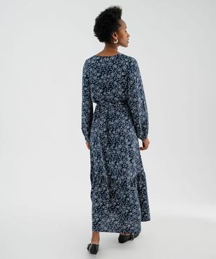 Robe chemise longue à manches longues en viscose fleurie femme vue3 - GEMO(FEMME PAP) - GEMO