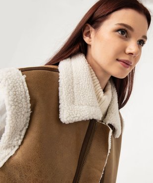 Veste sans manches coupe aviateur doublée sherpa femme vue5 - GEMO(FEMME PAP) - GEMO