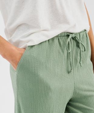 Pantalon ample en matière texturée avec ceinture élastique femme vue2 - GEMO 4G FEMME - GEMO
