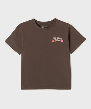 Tee-shirt manches courtes avec motifs fleuris devant et dos fille vue2 - GEMO 4G FILLE - GEMO