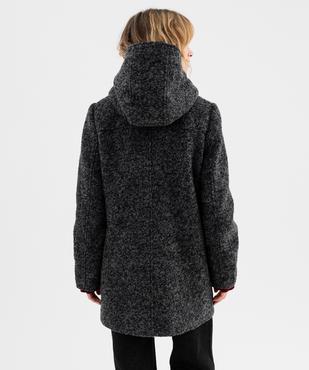 Manteau droit zippé en laine à capuche fourrée femme vue5 - GEMO(FEMME PAP) - GEMO