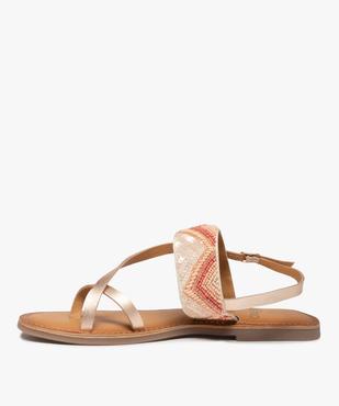 Sandales femme à entre-doigts en cuir et broderies perlées vue3 - GEMO (CASUAL) - GEMO