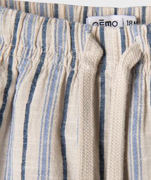 Short rayé en coton avec taille ajustable bébé garçon vue2 - GEMO(BEBE DEBT) - GEMO