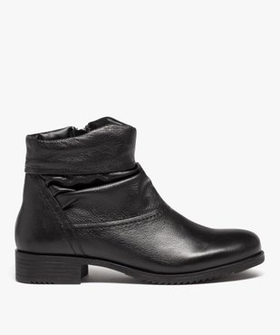 Boots femme confort dessus en cuir uni et plissé vue1 - GEMO (CONFORT) - GEMO