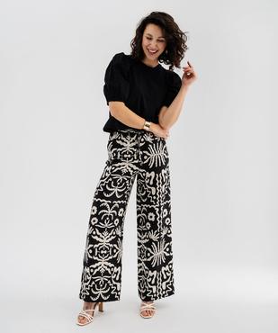 Pantalon large et fluide imprimé femme vue4 - GEMO 4G FEMME - GEMO