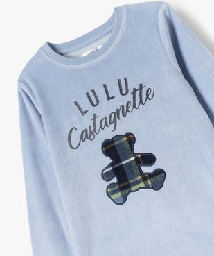 Pyjama en velours avec motif ourson garçon - LuluCastagnette vue2 - LULUCASTAGNETTE - GEMO