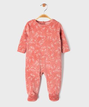 Pyjama en velours à motifs lapins bébé fille vue1 - GEMO 4G BEBE - GEMO