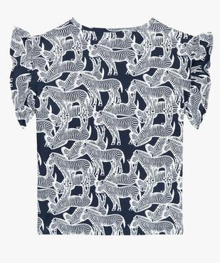 Tee-shirt court fille imprimé avec manches courtes volantées vue3 - GEMO (ENFANT) - GEMO