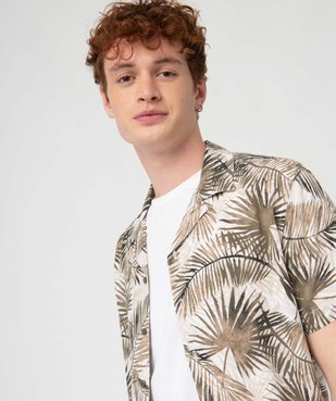 Chemise homme à manches courtes tropical en viscose fluide imprimée  vue2 - GEMO 4G HOMME - GEMO