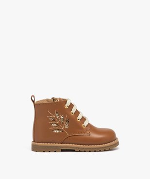 Boots bébé fille en cuir uni avec lacets irisés et à zip vue1 - NA! - GEMO