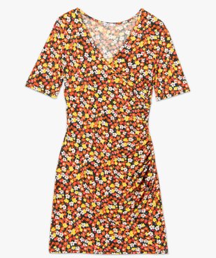 Robe femme à manches courtes effet drapé vue4 - GEMO(FEMME PAP) - GEMO