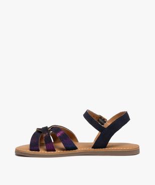 Sandales fille à brides en cuir retourné finement pailletées vue3 - GEMO (ENFANT) - GEMO