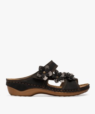 Mules femme confort avec bride à fleurs en relief vue1 - GEMO (CONFORT) - GEMO