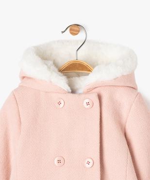 Manteau à capuche avec doublure peluche bébé fille vue4 - GEMO 4G BEBE - GEMO