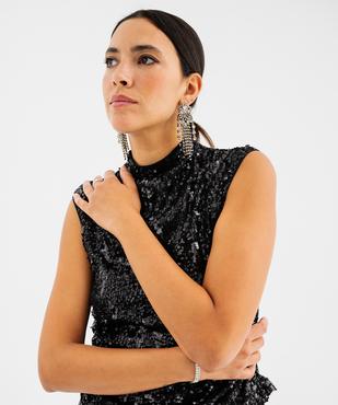 Débardeur à sequins col montant femme vue2 - GEMO(FEMME PAP) - GEMO