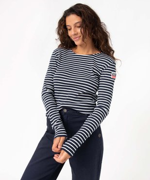 Tee-shirt femme rayé à manches longues - LuluCastagnette vue1 - LULUCASTAGNETTE - GEMO