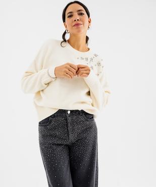 Pull col rond strass femme vue2 - GEMO(FEMME PAP) - GEMO