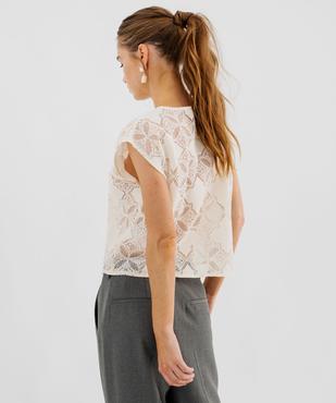 Tee-shirt sans manches en dentelle ajourée coupe loose femme vue3 - GEMO(FEMME PAP) - GEMO