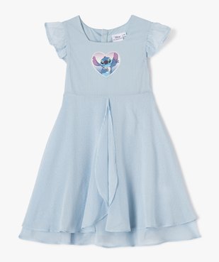 Robe longue à manches courtes en voile et paillettes fille - Stitch vue2 - LILO & STITCH - GEMO