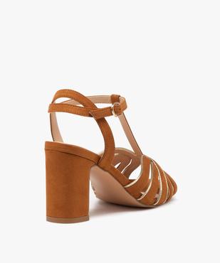 Sandales femme à talon carré style Salomé en suédine vue5 - GEMO 4G FEMME - GEMO