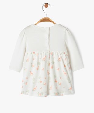 Robe manches longues en maille jersey avec body intégré bébé fille vue4 - GEMO(BB COUCHE) - GEMO