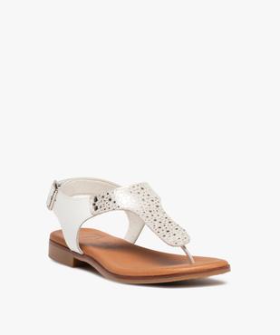 Sandales femme plates à entre-doigts en cuir - Taneo vue2 - TANEO - GEMO