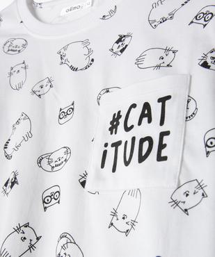Pyjama fille avec motifs dessins de chats vue2 - GEMO (JUNIOR) - GEMO