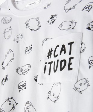 Pyjama fille avec motifs dessins de chats vue2 - GEMO (JUNIOR) - GEMO