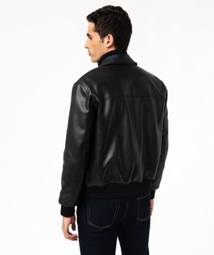 Blouson aviateur en cuir imitation homme vue3 - GEMO 4G HOMME - GEMO