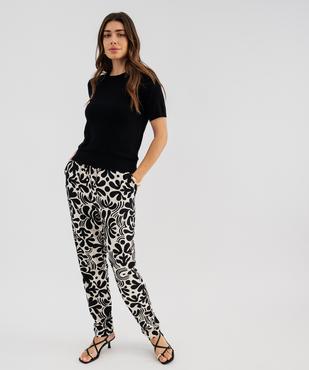 Pantalon à taille élastiquée en viscose fluide imprimée femme vue4 - GEMO 4G FEMME - GEMO