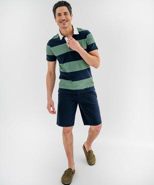 Bermuda en coton extensible coupe Regular avec ceinture tressée homme vue4 - GEMO 4G HOMME - GEMO