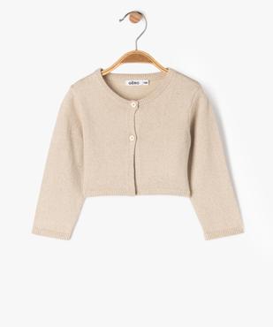 Gilet court façon boléro en maille pailletée bébé fille vue1 - GEMO(BEBE DEBT) - GEMO