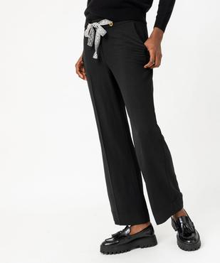 Pantalon fluide coupe large avec ceinture à nouer femme vue1 - GEMO(FEMME PAP) - GEMO