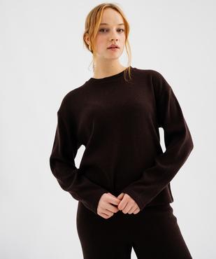 Tee-shirt manches longues en maille côtelée souple femme vue1 - GEMO(FEMME PAP) - GEMO