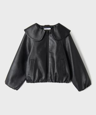Veste courte à col Claudine en cuir imitation fille vue1 - GEMO (ENFANT) - GEMO
